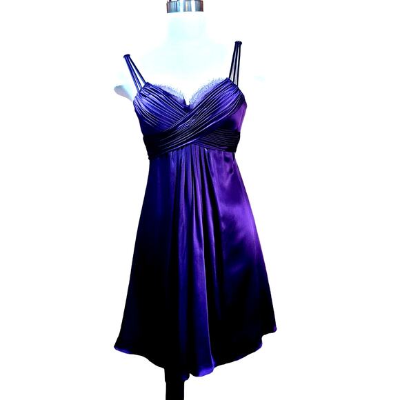 Marc Bouwer Glamit Anthropologie Dress Sz 0 Purple Silk Prom Semi Formal - Picture 1 of 11